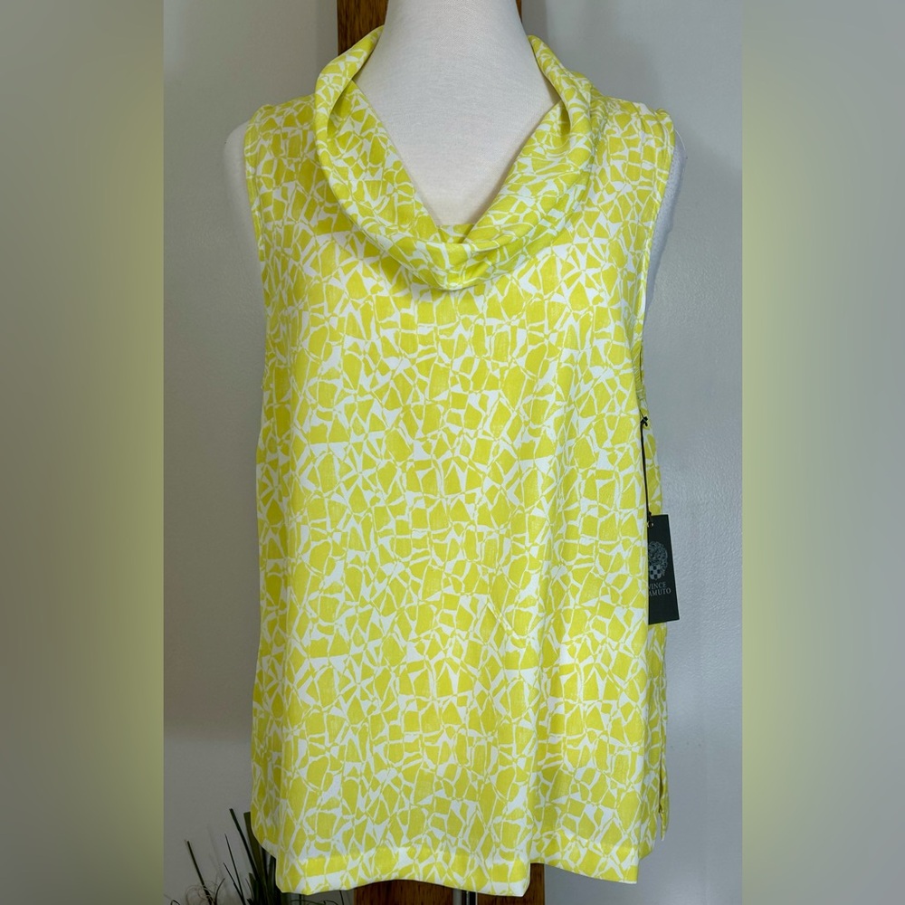 Vince Camuto Geometric Cowel Neck Sleeveless Blouse